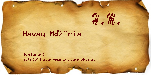 Havay Mária névjegykártya